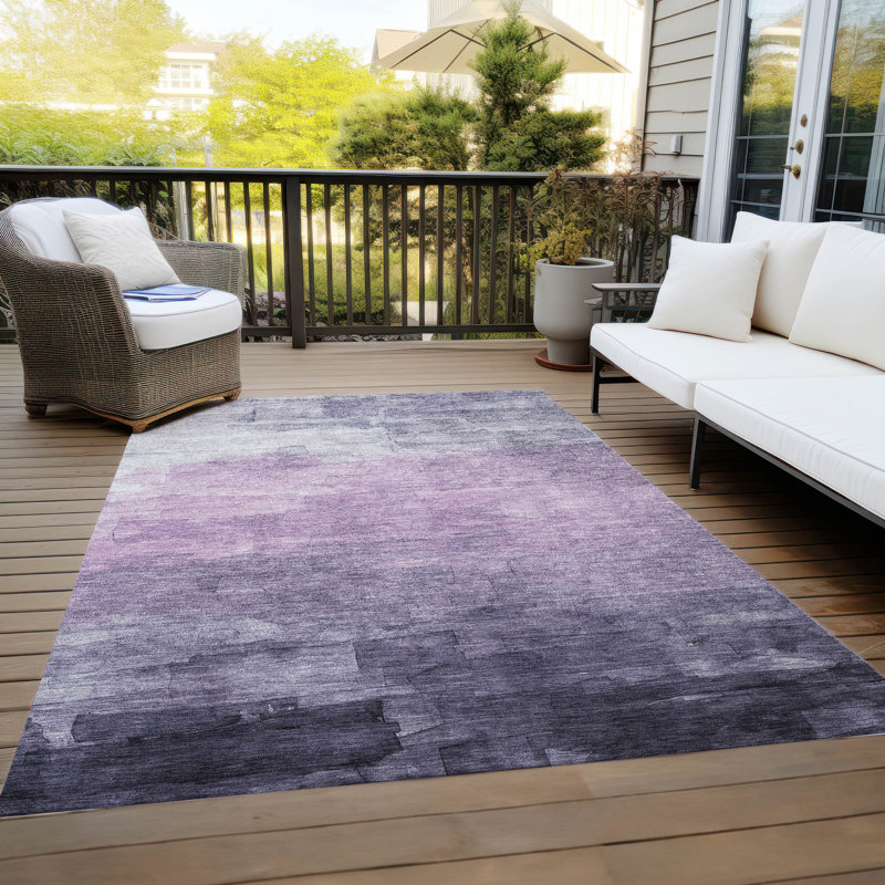 Addison Red and Purple Striped Synthetic Washable Rug 3' x 5'