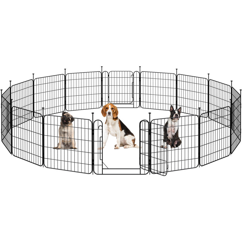 Panneaux de parc pour grand chien avec porte pour petits chiens, H 24 po x l 145,30 po x P 48,40 po