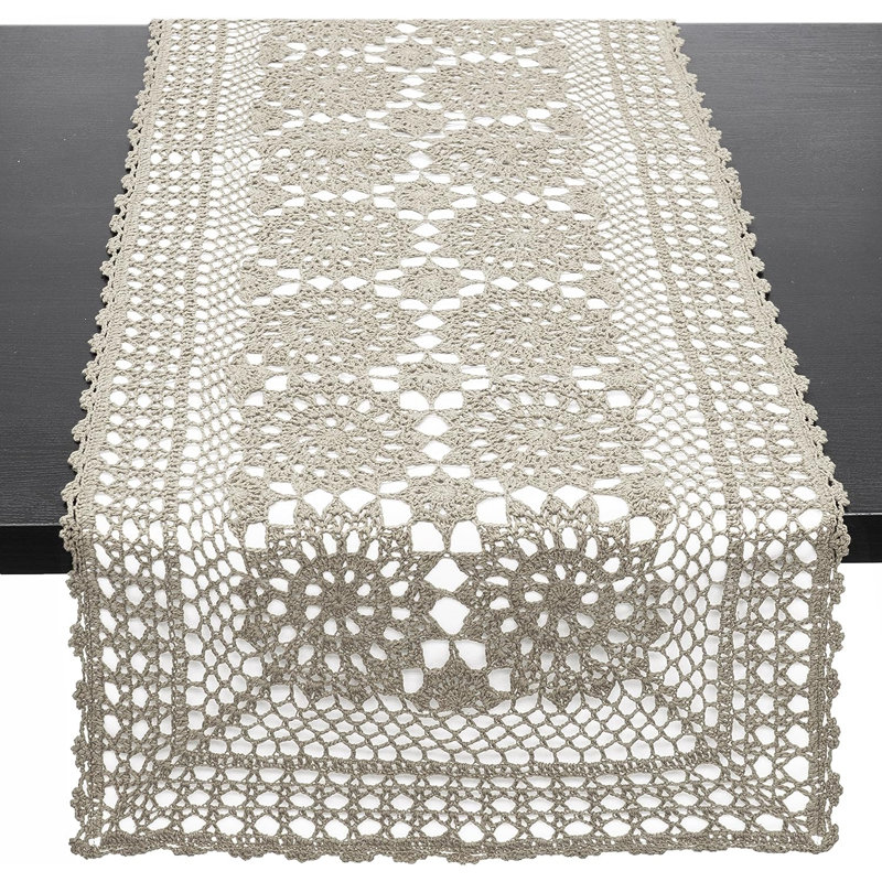 Rectangle Mandala Multi Occasion Cotton Table Runner, 72" x 16", Gray