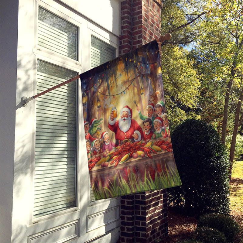 Drapeau de la maison de Noël Cajun, House Size, Cajun Santa Crawfish Boil