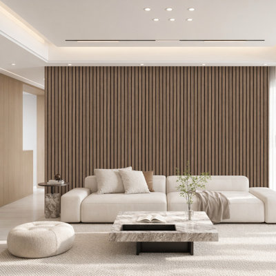 Thin White Oak 94.5" X 12" Wood Slat, 3d Acoustic Panels Decorative Wall Paneling Peel & Stick (set Of 2)
