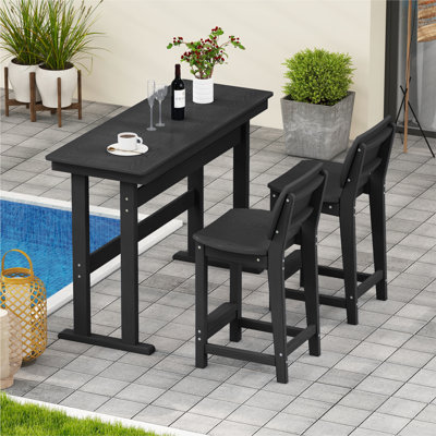 Ensemble de bar pour 2 personnes, table de salle à manger, balcon, chaise Adirondack, ensemble de salle à manger en polyéthylène pour l'extérieur
