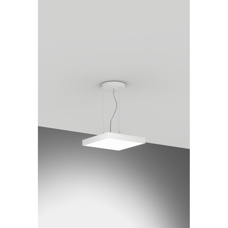 Luminaire suspendu carré Jazz - l 16 po - Direct - Blanc, 16, Blanc, 1470