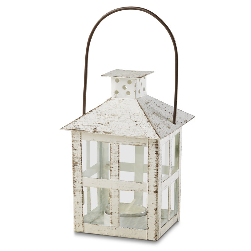 Tabletop Lantern, White, 3.2" W x 3.2" D x 8.4" H
