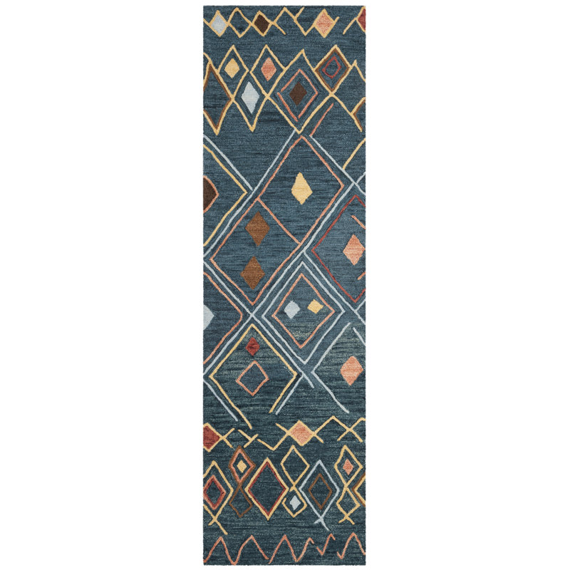 Renfrow Hand Hooked Wool And Cotton Southwestern Rug, Runner 2'3" x 12'