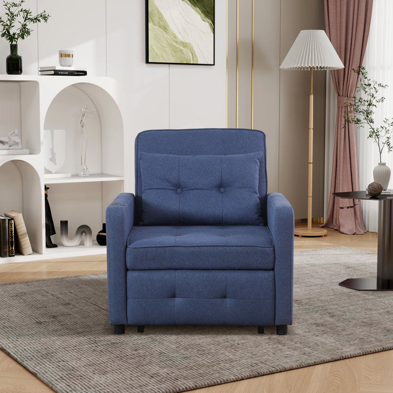 Fauteuil convertible l 31,48 po capitonné, Polyester marine