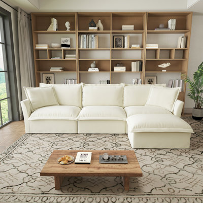 Canapé modulaire en forme de L 120 pouces, ensemble de canapé moderne surdimensionné à 3 places avec housse pour le bureau du salon, tissu chenille