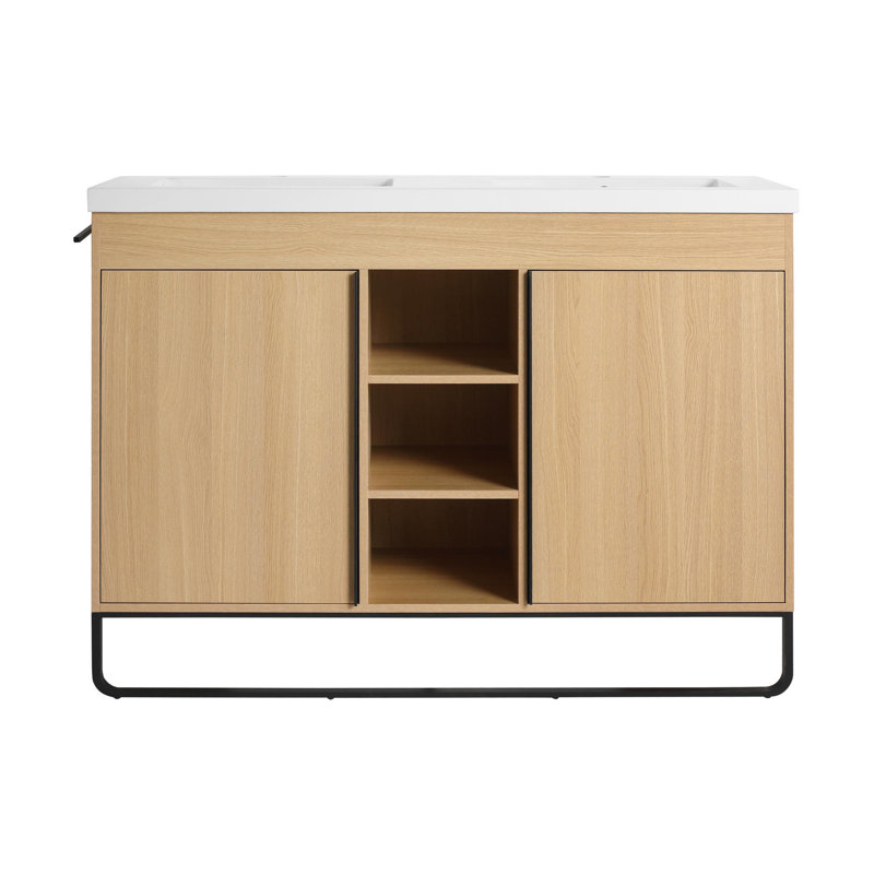 Meuble-lavabo autoportant avec lavabos doubles, 48"
