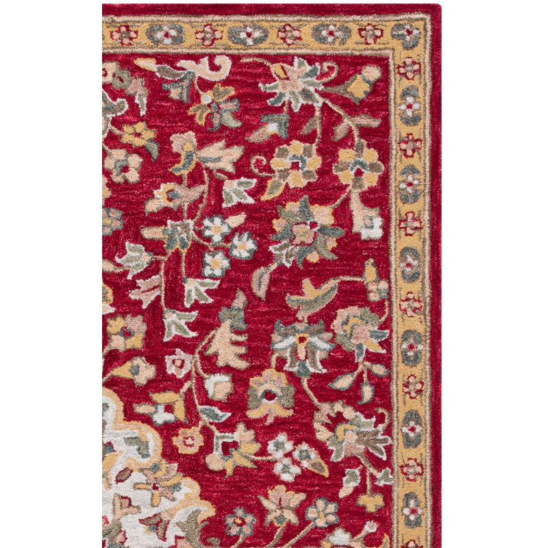 Jaxson Blossom Hand Tufted Wool Cotton Floral Rug in Beige/Red, Runner 2'3" x 8'