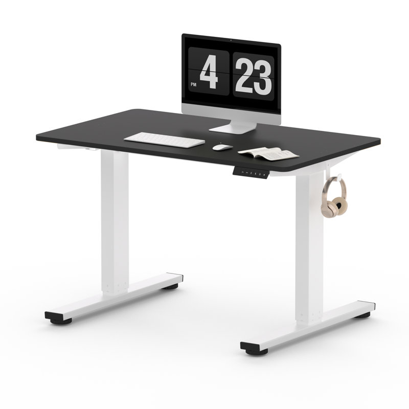 Dojtcho Home Office Adjustable Standing Desk, Black/White, 46.6" H x 39.4" W x 23.6" D