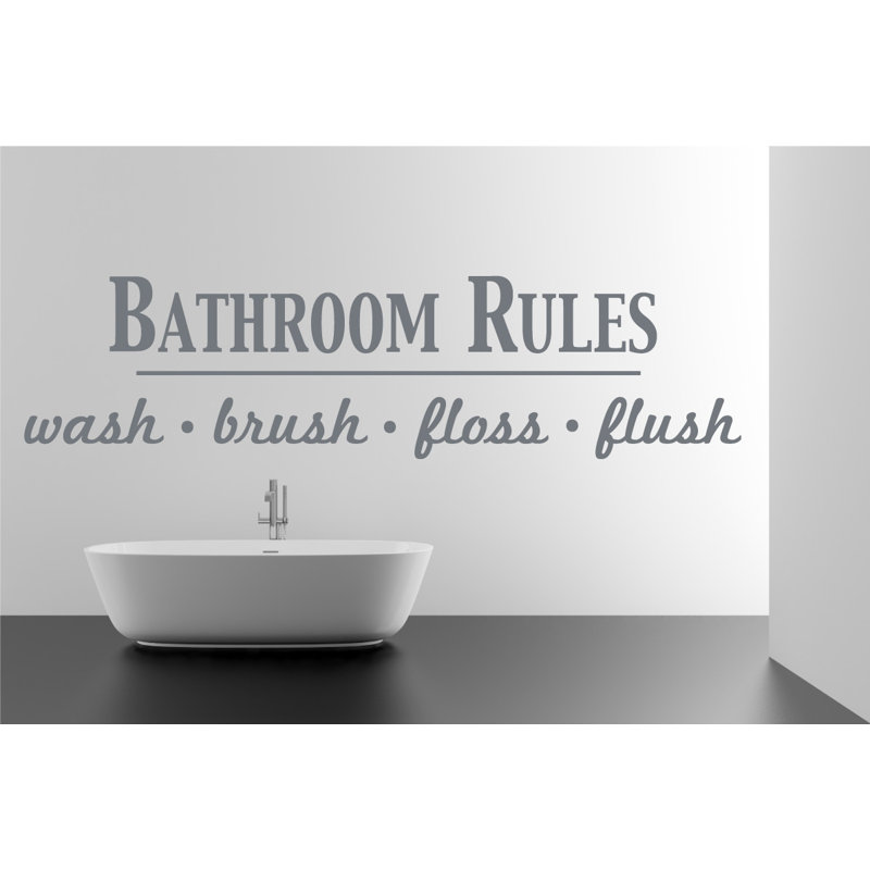 Décalcomanie murale règles de salle de bain, Gris orage, H 9 po x l 36 po x P 0,01 po