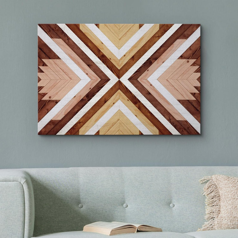 Impression sur toile, motif de bois brun naturel, H 12 po x l 18 po x P 1,5 po, Toile tendue