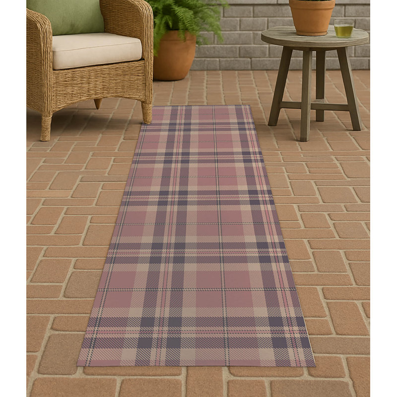 Vinny Tartan Non-Slip Outdoor Rug, Runner 2'6'' x 8'