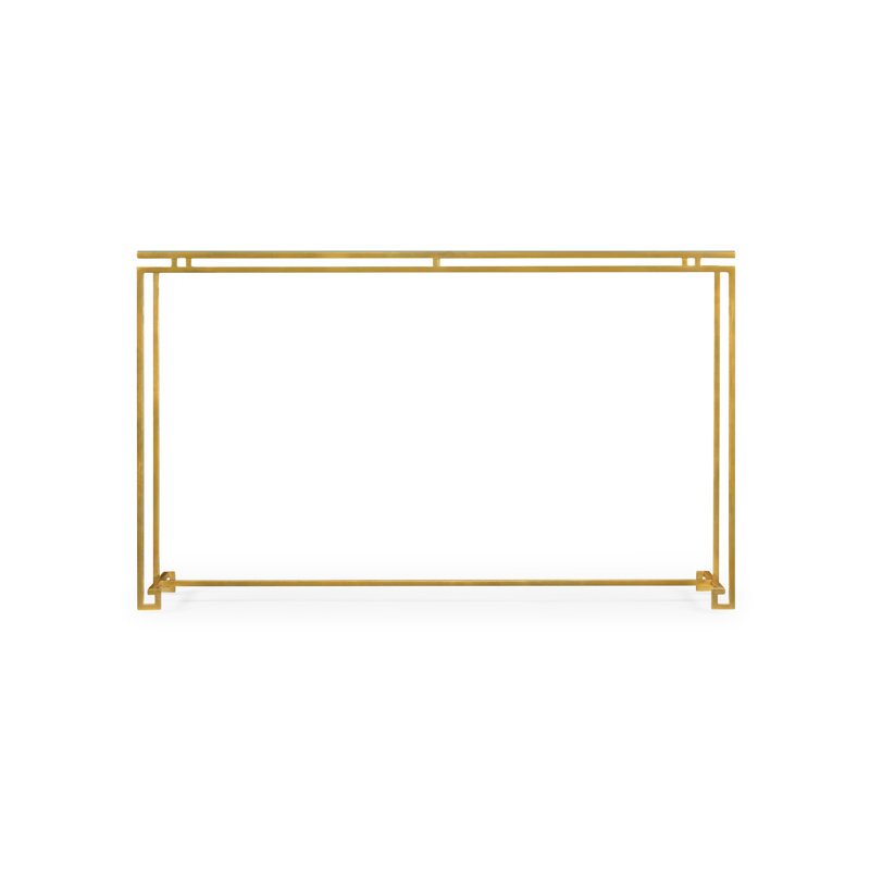 Simply Elegant 55'' W Glass Console Table, Clear, 33.5" H x 55" W x 14" D, Light Antique Gold