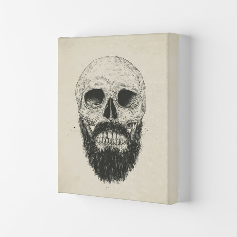 The Beards Not Dead Skull by Mercedes Lopes Charro - Print, 59.4cm H x 42cm W x 4cm D, Wrapped Canvas