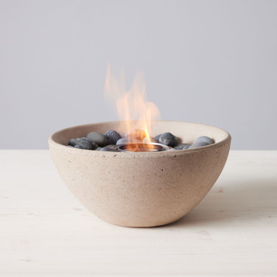 TerraFlame Basin Concrete Table Top Gel Fuel Fire Bowl - Indoor and Outdoor Use
