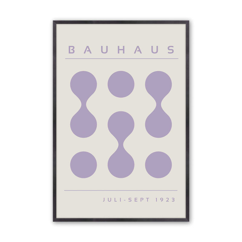 Mauve Bauhaus Flow I, impression, H 15,25 po x l 12,25 po x P 1,25 po, Zinc patiné, Reproduction encadrée sans passe-partout