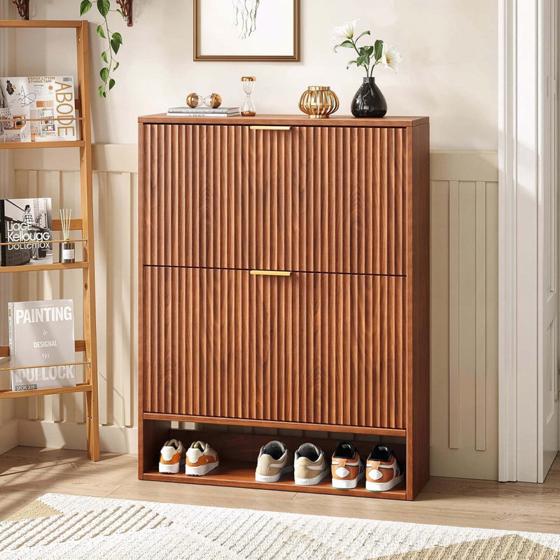 Rangement à chaussures moderne avec tablettes réglables, Noyer