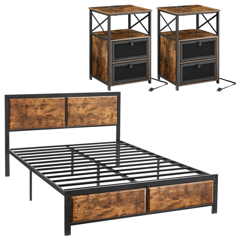 Ensemble de chambre à coucher avec lit 3 pièces Moretaine, Complète