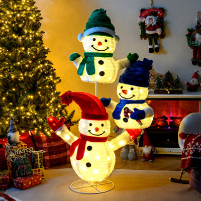  Décoration de Noël de bonhomme de neige illuminé 5 pi avec 110 piquets de sol à DEL