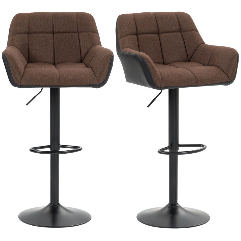 Ensemble de 2 tabourets de bar réglables en tissu capitonné pivotant