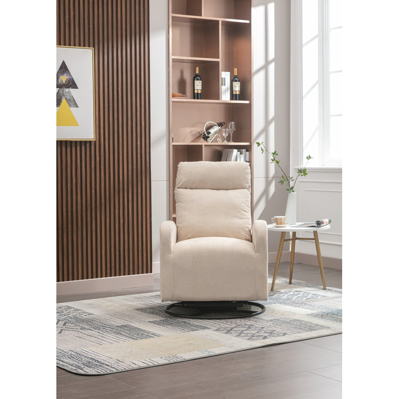 Ezella Upholstered Swivel Armchair, Beige Polyester