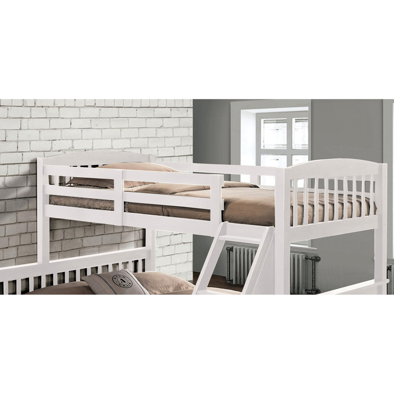 Lit superposé simple transitionnel avec lattes angulaires et blanc, bois massif, l 60 po x P 81 po, H 68 po, pour finition de chambre à coucher