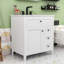 Meuble-lavabo autoportant moderne avec lavabo en céramique lisse, tablettes réglables et tiroirs de rangement-636539242