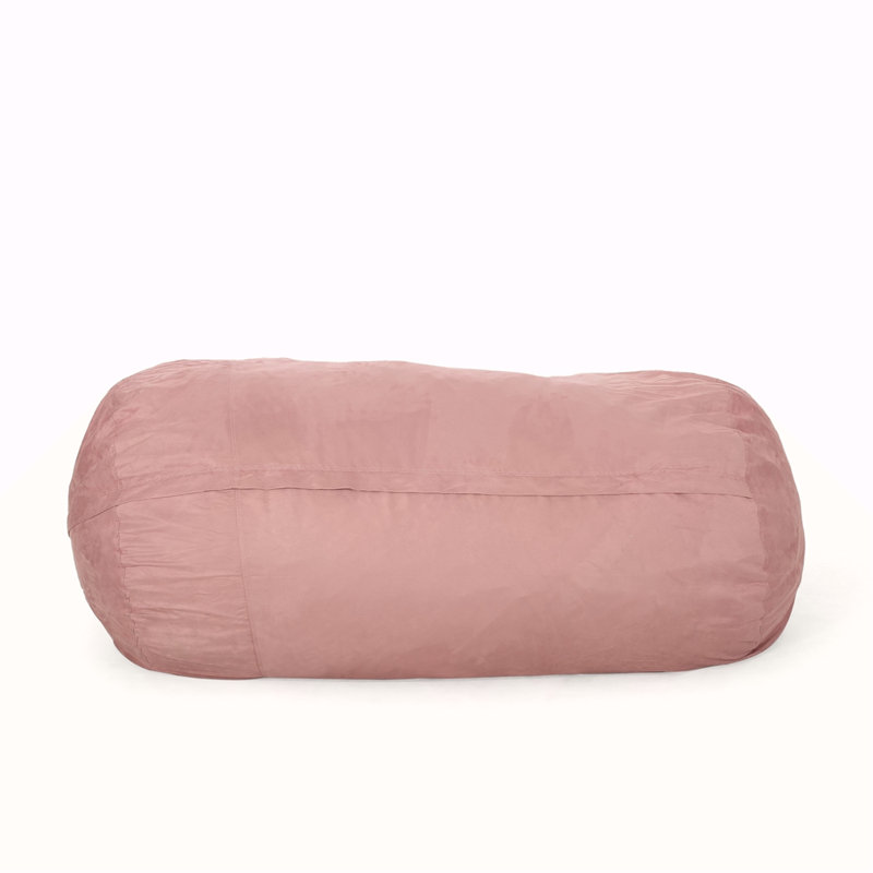 Microfiber Cylindrical Bean, 34.11" H x 85.11" W x 48.11" D, Rose Pink Microfiber