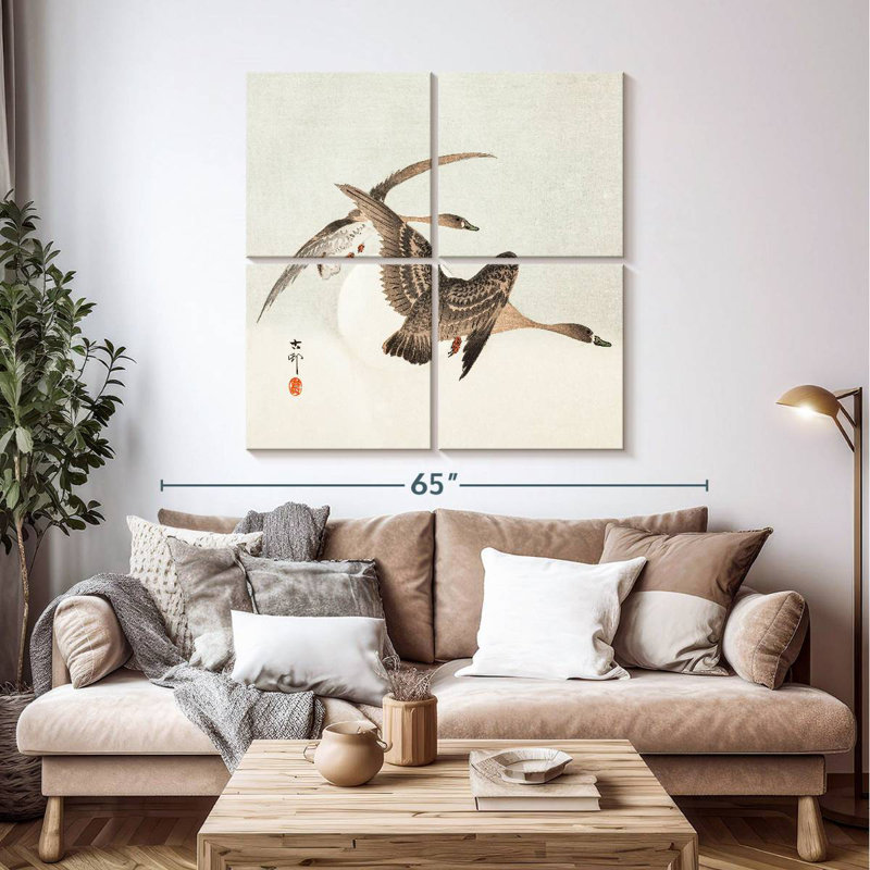 Brampt Twee Kolganzen In Vlucht, 45" H x 45" W