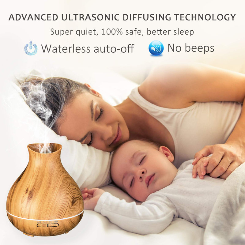 550ml Aromatherapy Essential Oil Diffuser, Ultrasonic Humidifier with Timer, Auto-Off, 7 LED Colours, Cool Mist for Large Rooms