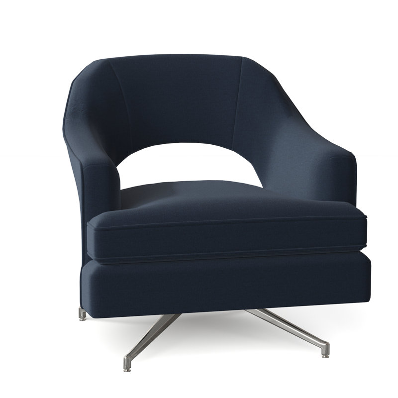 Fauteuil pivotant l 32 po Jamie, Nickel, Polyester indigo 8789