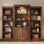 Bibliothèque 3 pièces, vitrine avec plafonnier réglable à DEL 5 couleurs, bibliothèques de style rétro avec tablettes en verre trempé