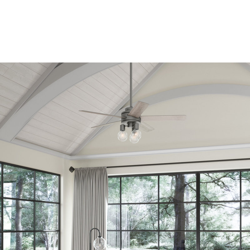 Ventilateur de plafond standard à 5 pales de 52 po avec télécommande et ensemble d'éclairage inclus Hardwick, Gris
