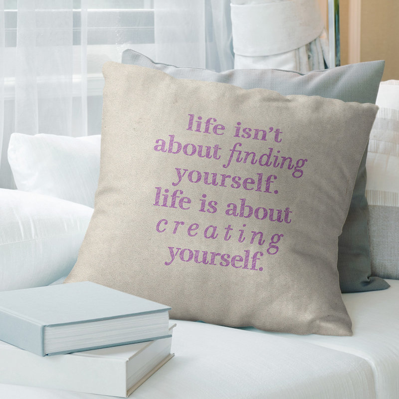 Cotton Blend Reversible Throw Pillow, 26" x 26", White /Violet, Polyester/Polyfill