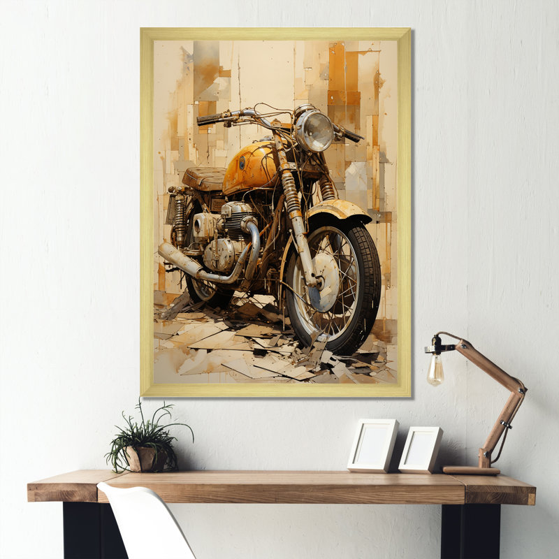 Minimalisme moto III, H 44 po x l 34 po x P 1,5 po, Cadre doré simple