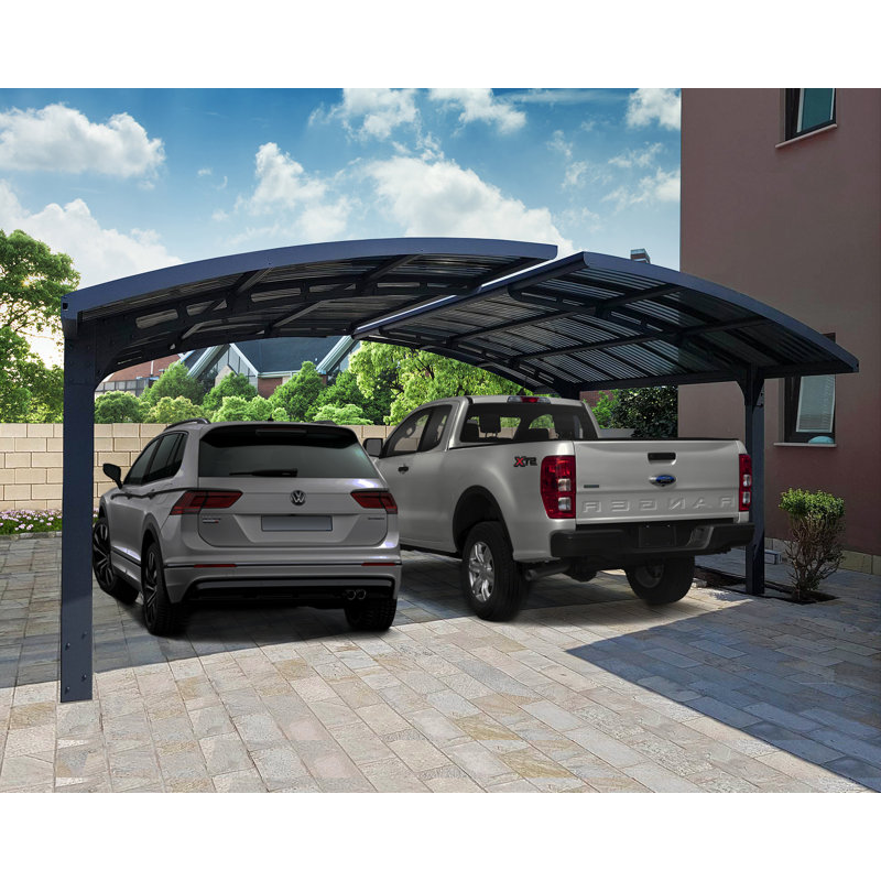 Arizona Wave Gray Double Arch Carport with Corrugated Roof Panels