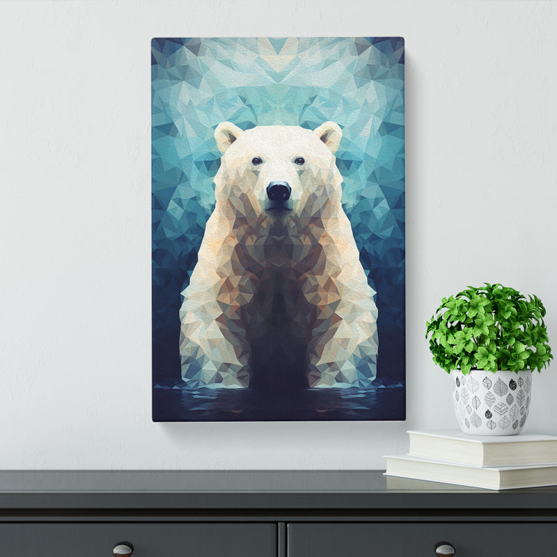 Polar Bear Geometric - Wrapped Canvas, 60cm H x 40cm W x 3cm D