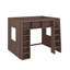 Grand lit mezzanine en bois avec armoires de rangement et tablettes-496475726