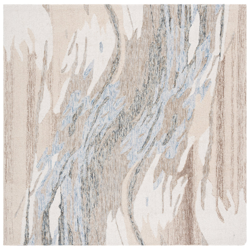 Metro 483 Hand Tufted Wool Pile Abstract Rug, Square 6'