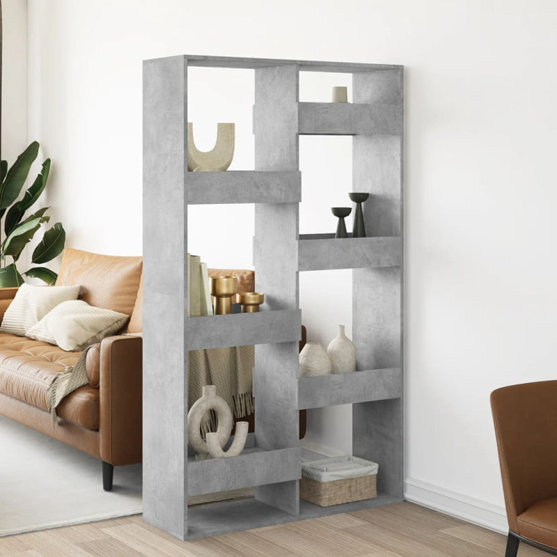 Amiliah 100cm W Bookcase, Concrete grey, 175cm H x 100cm W x 33cm D
