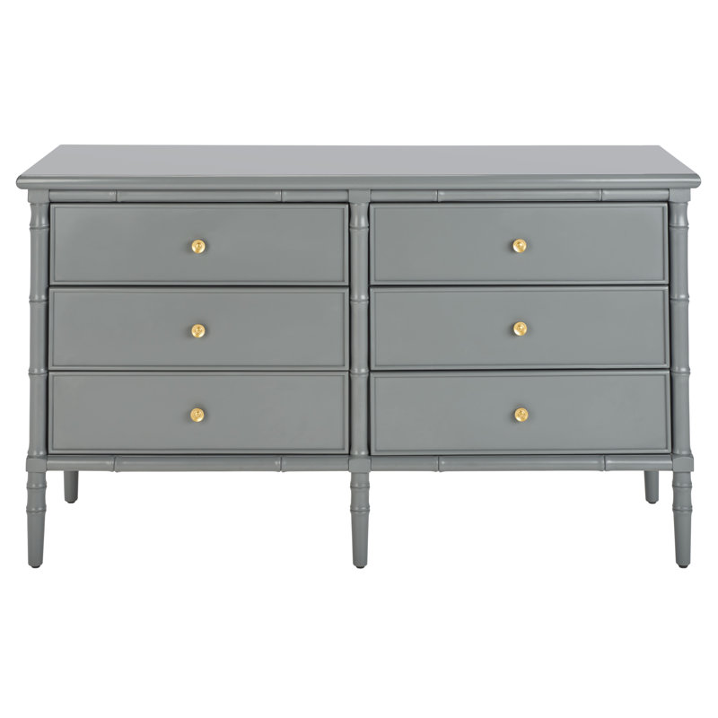  6 Drawer 56" W Double Dresser, gris