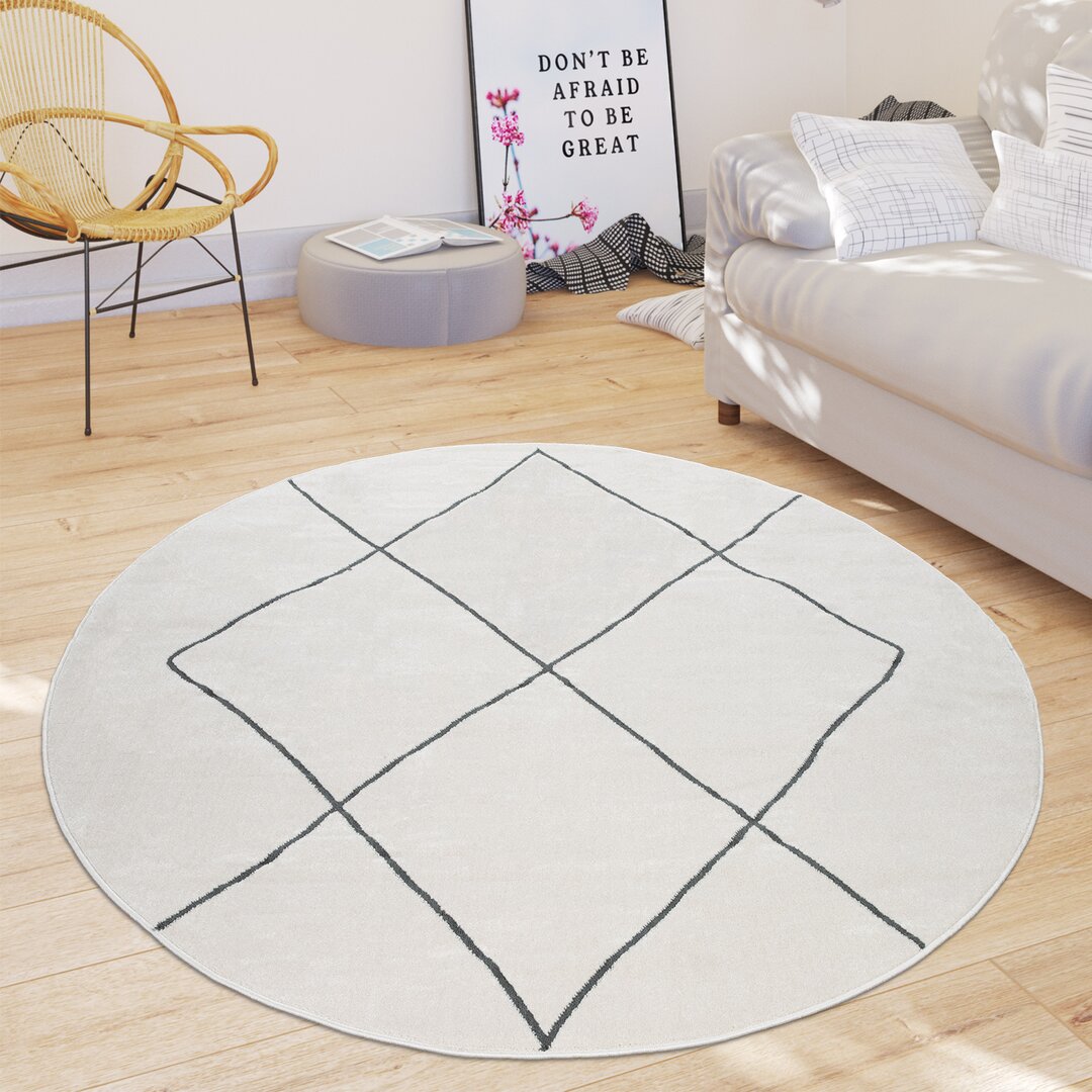 Manlius Modern Skandi Lozenge Power Loom White/Black Rug