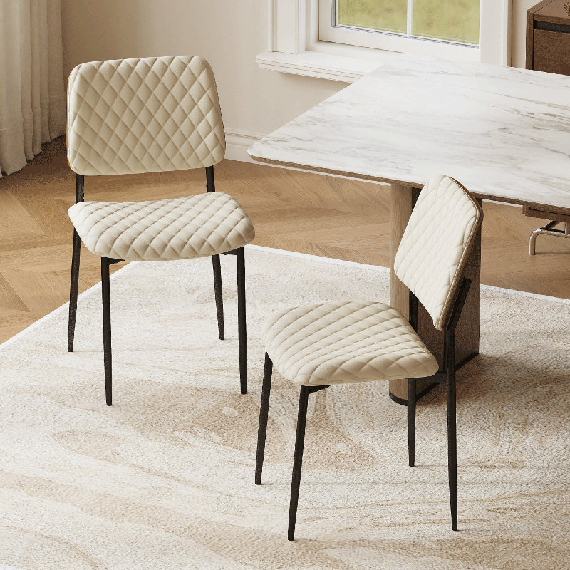 Chaises de salle à manger en similicuir avec structure en bois cintré - Chaises d'appoint rembourrées modernes, ensemble de 2, pour salle à manger, cuisine, café