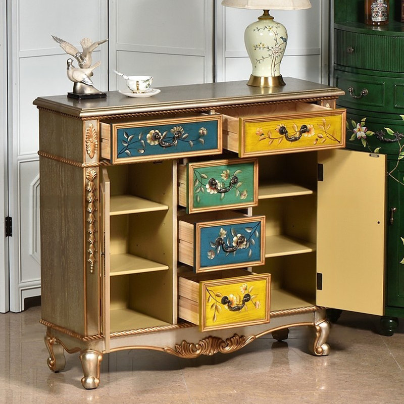 Armoire double 5 portes Vintage, Or champagne