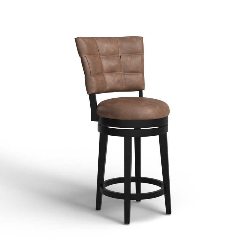 Bittu Swivel Upholstered Counter Stool with Solid Wood Frame, Counter Stool (26" Seat Height), Chestnut