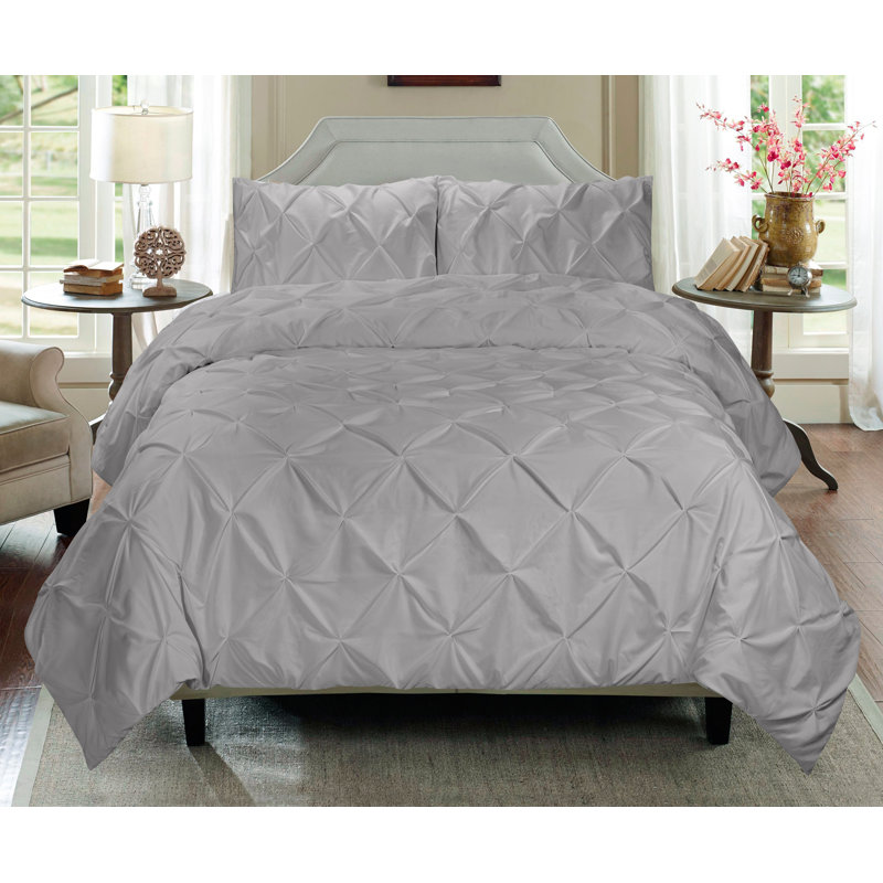 Ensemble de housse de couette en microfibre Pintuck, Blanc, Très grand
