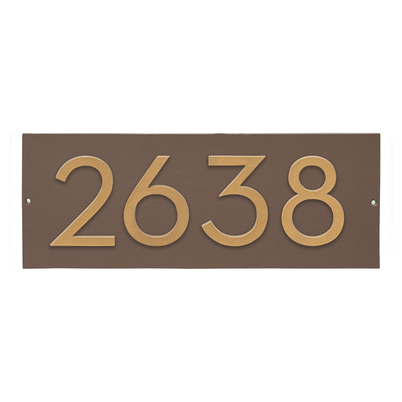 Plaque d'adresse horizontale flottante 4 po (4 chiffres), Sable, Or, Oui
