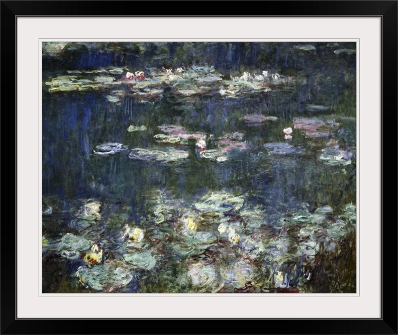 Claude " Waterlilies, Green Reflections, Detail. 1914-1918 " by Claude Monet, 24" H x 30" W x 1.5" D, Canvas
