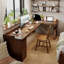 Bureau en bois massif brun en forme de L avec 3 tiroirs-108772263-108772261
